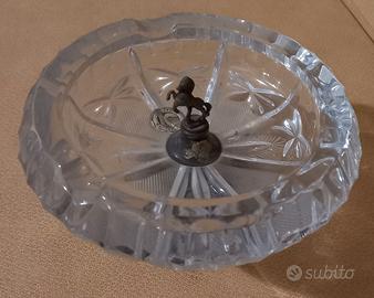 Posacenere vintage in lead crystal ed argento