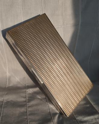 portasigarette vintage argento 800 e legno