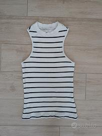 Top smanicato Mango a righe