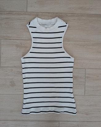 Top smanicato Mango a righe