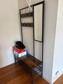 Appendiabiti da ingresso con specchio e panca