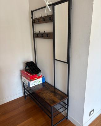 Appendiabiti da ingresso con specchio e panca