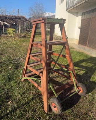 Scala di legno mobile con ruote