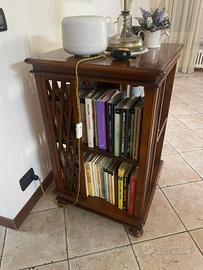 libreria girevole in mogano e porta televisione