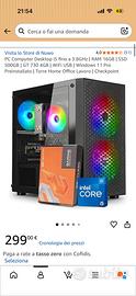 Pc Gaming + tastiera e mouse