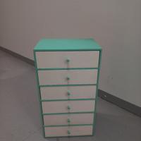 Comodino/cassettiera verde acqua e bianco