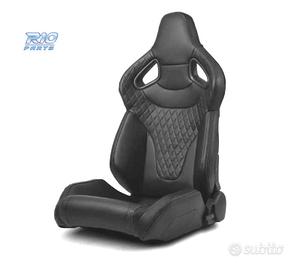 SEDILE BAQUET UNIVERSALE IN PELLE NERA STILE SPORT