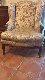 poltrona bergère vintage e poggiapiedi 