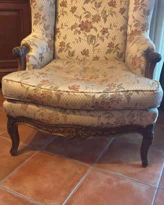 poltrona bergère vintage e poggiapiedi 