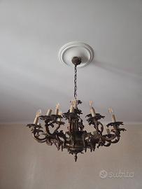 Lampadario vintage ottone 18 luci stile classico