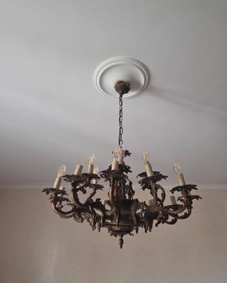 Lampadario vintage ottone 18 luci stile classico