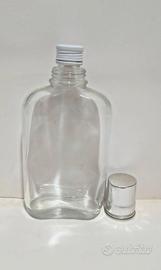 Bottiglia fiaschetta in vetro trasparente vintage