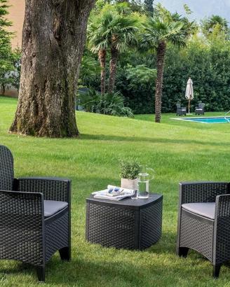 Set da giardino 2 Poltrone e Tavolino e Cuscini