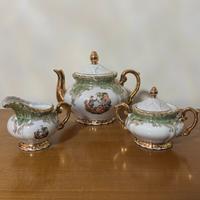 Servizio da the Bavaria in porcellana rifinito oro