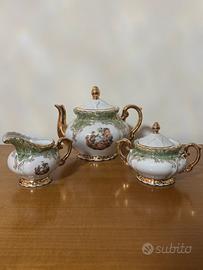 Servizio da the Bavaria in porcellana rifinito oro