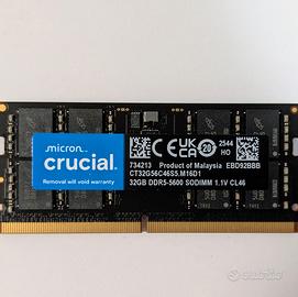 RAM CRUCIAL 32GB DDR5-5600 SODIMM 1.1V CL46