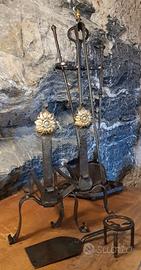 Coppia di alari + set camino inizio ‘900