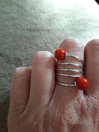 Anello argento rosso