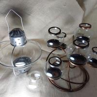 2 portalumini grandi in ferro e vetro soffiato