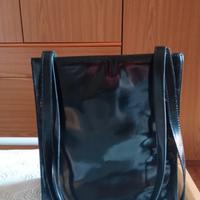borsa tracolla in pelle nera spazzolata