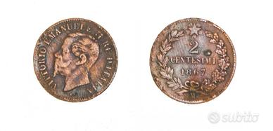 Moneta 2 centesimi 1867 vittorio emanuele ii