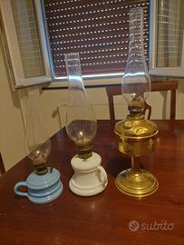 lampada ad olio in opalino ed ottone