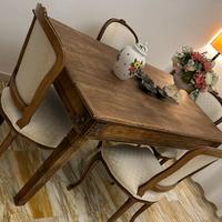 Tavolo Antico + 4 sedie inglesi rinfoderate