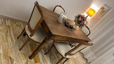 Tavolo Antico + 4 sedie inglesi rinfoderate