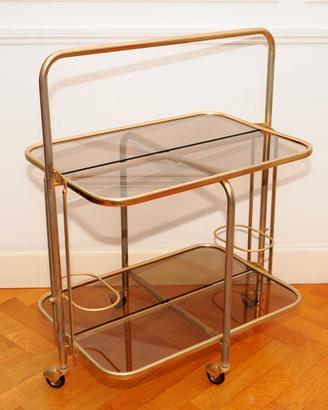 Carrello pieghevole vetro ottone