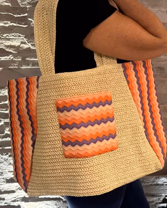 Borsa da mare in paglia intrecciata