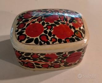 SCATOLA DECORATIVA IN LEGNO DIPINTA MOTIVI FLOREAL