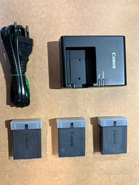 Kit 3 batterie Canon LP-E10 con caricabatterie