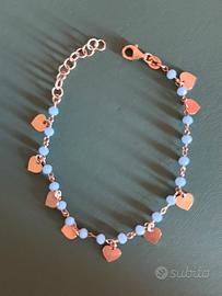Bracciale con cuori e perlini azzurri