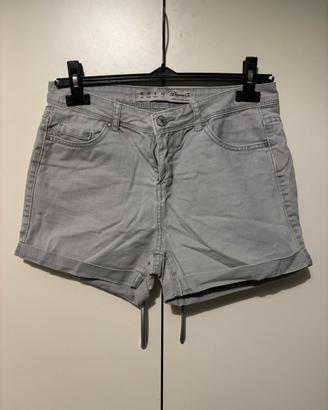 Shorts grigi donna denim risvoltino