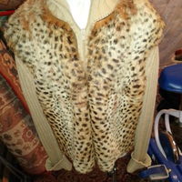 Maglione donna tipo giubbino in lana e leopardo