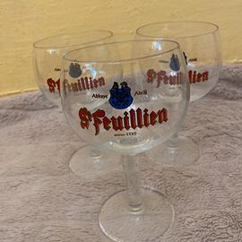 3 Calici / Bicchieri Birra Belgio St. Feuillien