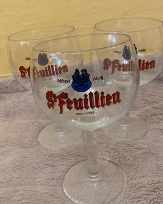 3 Calici / Bicchieri Birra Belgio St. Feuillien