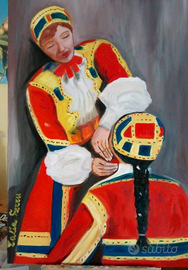 Quadro: ragazze in costume di Desulo, Sardegna