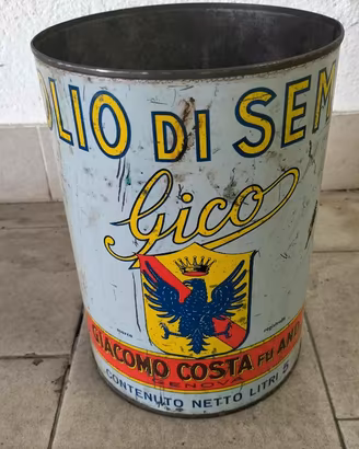 Bidone latta olio di semi GICO Giacomo Costa vuoto