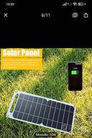 caricabatterie solare con porta USB 10 watt