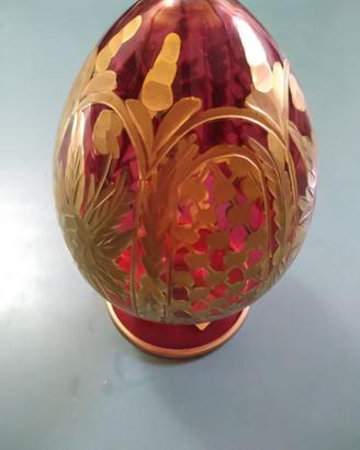 Uovo Fabergé Cristallo Rosso Rubino in Oro Zec.