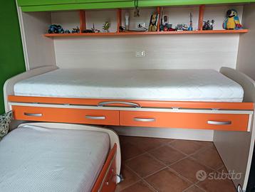 Letto doppio singolo estraibile Moretti Compact