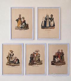 Lotto 5 stampe d’epoca piemontesi 