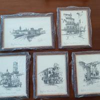 5 stampe litografie di Mantova numerate limitate 
