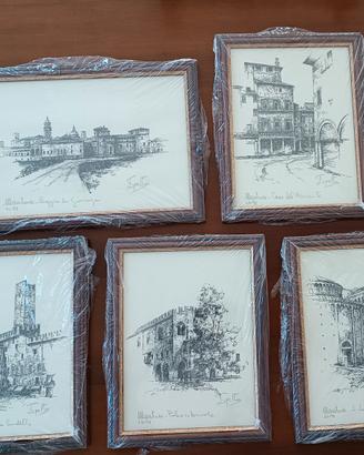 5 stampe litografie di Mantova numerate limitate 