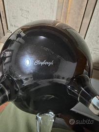Coppia di Vasi/Bocce in Vetro Nero su Piedini