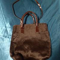 BORSA DONNA VINTAGE PELLICCIA SINTETICA MARRONE 38