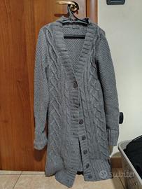 maglione lungo con trama in lana pesante soprabito