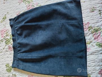 Gonna pelle scamosciata blu taglia 44