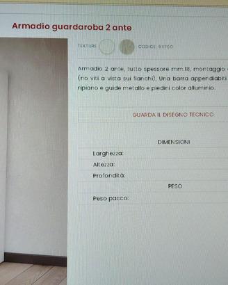 Armadio guardaroba 2 ante - quantità 2